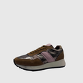 HIP Dames Sneaker Kaki — Roze Streep | Suède & Metallic