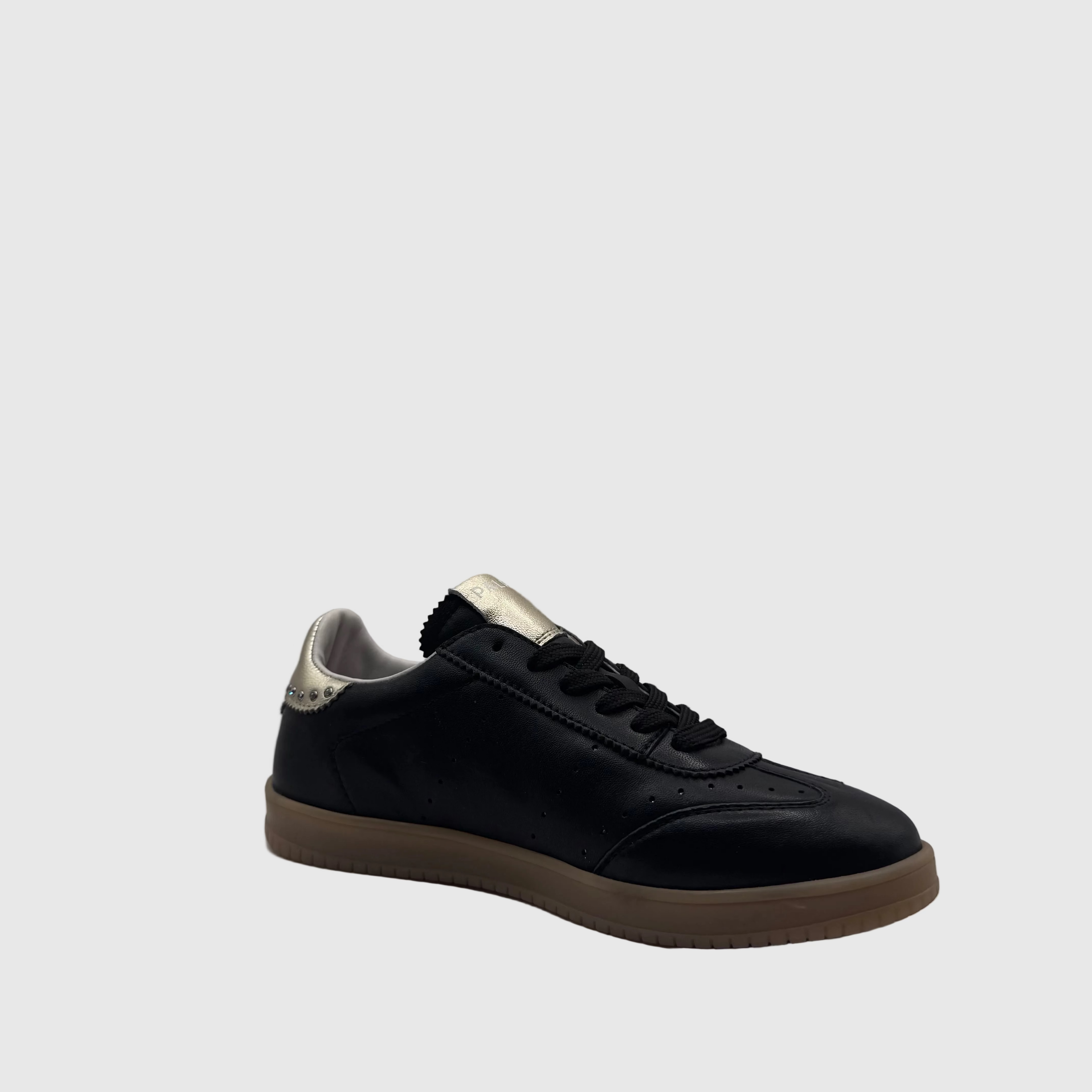 HIP Dames Sneaker Zwart — Zilveren Hiel-tab | Leer