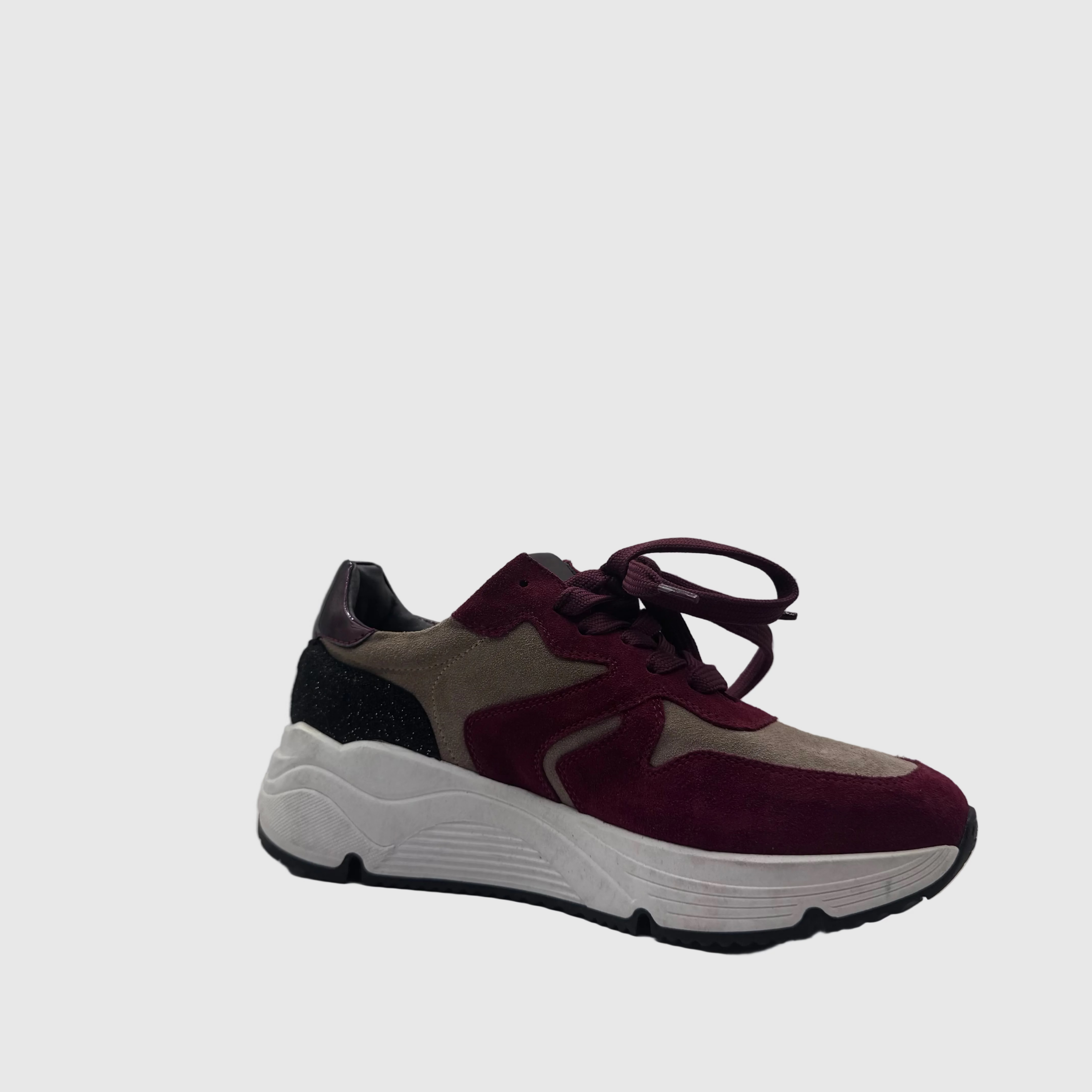 HIP Dames Sneaker Bordeaux — Colour-block | Suède