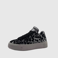 HIP Dames Sneaker Grijs Luipaard — Zilveren Hiel | Fluweel